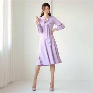 Tall Size Tie-neck A-line Dress