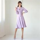Tall Size Tie-neck A-line Dress