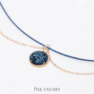Embellished Disc Pendant Layered Choker As Shown In Figure - One Size
