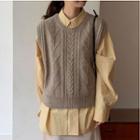 Cable Knit Vest / Long-sleeve Shirt