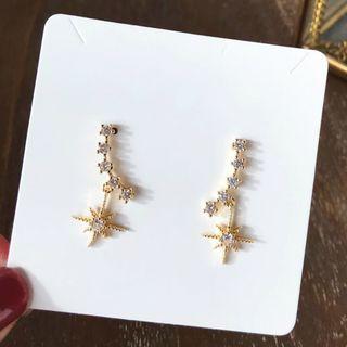 Rhinestone Star Dangle Earring 1 Pair - Gold & Silver - One Size
