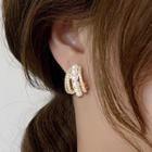 Faux Pearl Layered Alloy Hoop Earring 1 Pair - Gold - One Size