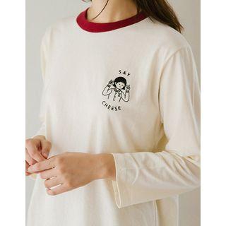 Ringer Crewneck Embroidered T-shirt