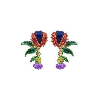 Fashion And Elegant Plated Gold Enamel Flower Stud Earrings Golden - One Size