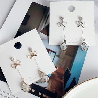 Rhinestone Bow Cat Eye Stone Dangle Earring