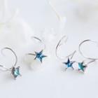 925 Sterling Silver Rhinestone Star Swirl Earring 925 Silver - Blue - One Size