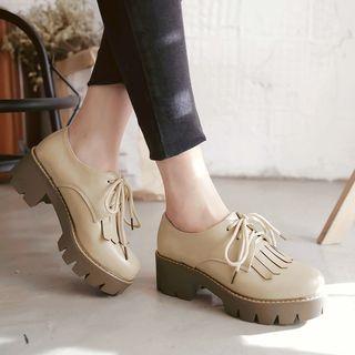 Fringe Lace-up Platform Shoes