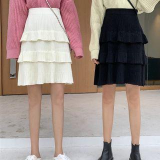 Ruffle Knit A-line Skirt
