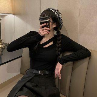 Long-sleeve Cutout Top / Mini Skirt