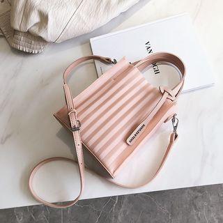 Faux Leather Pleated Crossbody Bag