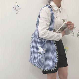 Flower Print Gingham Shopper Bag