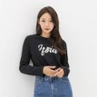 Glittered-detail Letter-printed T-shirt
