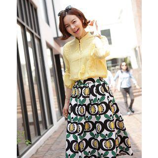 Mandarin-collar Tassle-detail Top