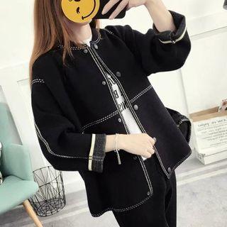 Knit Buttoned Baseball Jacket