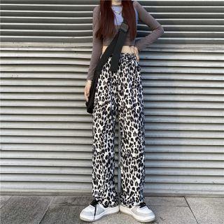Leopard Print Print Wide-leg Pants