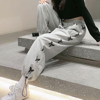 Bungee Cord Printed Sweatpants Gray - One Size