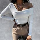 Long-sleeve Off-shoulder Fitted Top