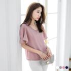 Flutter Sleeved V-neck Top