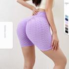 High-waist Textured Biker Shorts