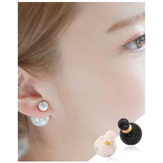 Genuine-marble Dual-ball Earrings