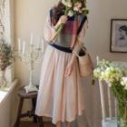 Pleated-hem Textured Long Dress