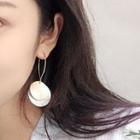 Gold / Rose Gold Plated Textured Metal Disc Drop Earring