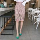 Two-tone Lace Pencil Skirt