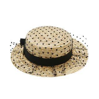 Dotted Mesh Trim Sun Hat 30 - Off-white - One Size