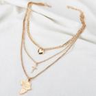 Alloy Pendant Layered Necklace Nl116 - Set - Gold - One Size