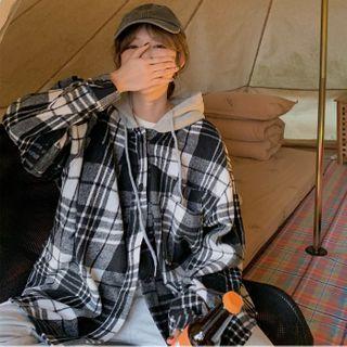 Plaid Hooded Woolen Shirt