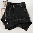 Zip Detail Faux Leather Mini Skirt