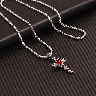 Rhinestone Stainless Steel Cross Pendant Necklace As Shown In Figure - One Size