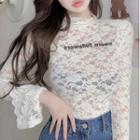 Long-sleeve Lettering Lace Top