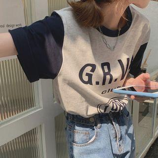 Loose-fit Printed Crop T-shirt As Shown In Figure - One Size