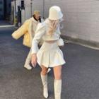 Pintuck Boucl  Miniskirt