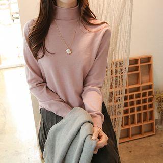 High-neck Slit-back Knit Top