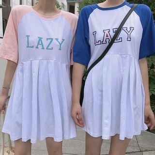 Short-sleeve Pleated T-shirt Dress