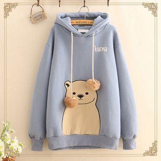 Bear Print Ear-accent Hoodie