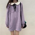 Peter-pan-collar Long Pullover Pink - One Size
