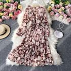 V-neck Floral Ruffle Dress