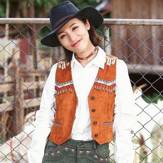 V-neck Embroidered Vest