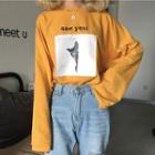 Long-sleeve Cat Graphic T-shirt