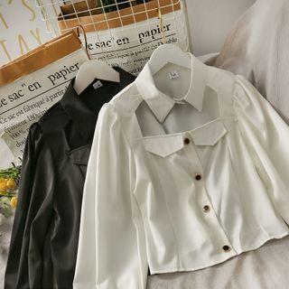 Cutout-front Slim-fit Crop Blouse