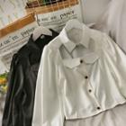 Cutout-front Slim-fit Crop Blouse