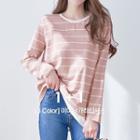 Set Of 2: Layered-hem Stripe T-shirt