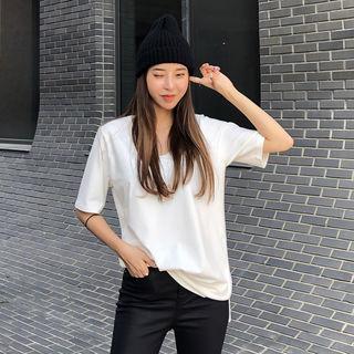V-neck Brushed-fleece T-shirt