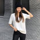 V-neck Brushed-fleece T-shirt