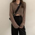 Round-neck Plain Over-sized Long-sleeve Knitted Top