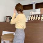 V-neck Slim-fit Ribbed Cardigan