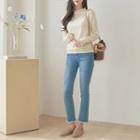 Lace-trim Frilled-cuff Knit Top